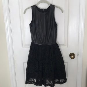 Alexis leather and lace dress